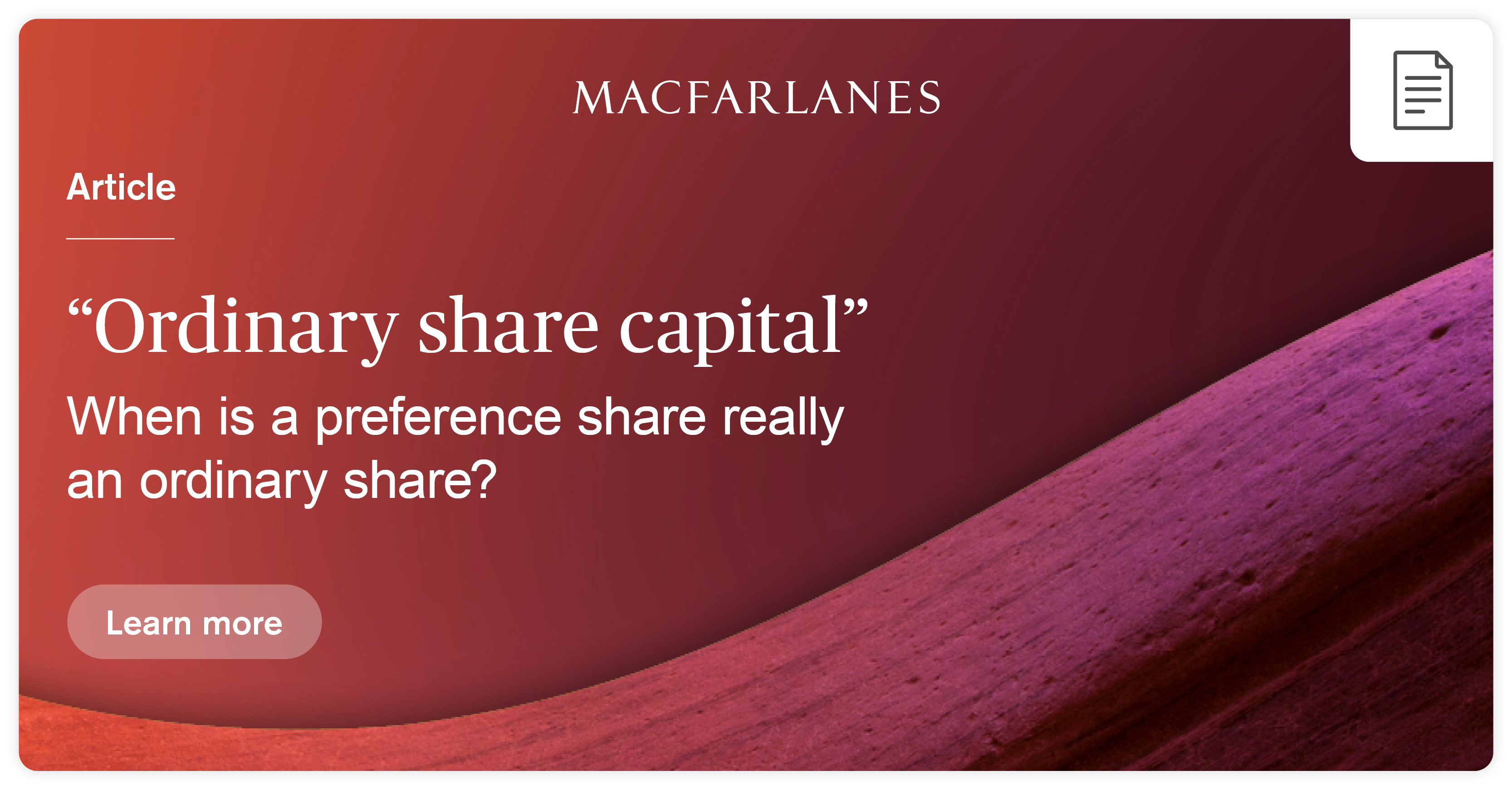 "Ordinary Share Capital" – When Is A Preference Share Really An ...